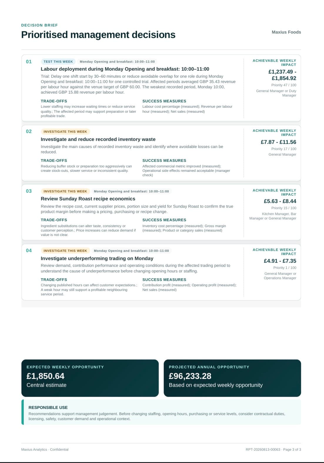 Executive report page three, decision brief
